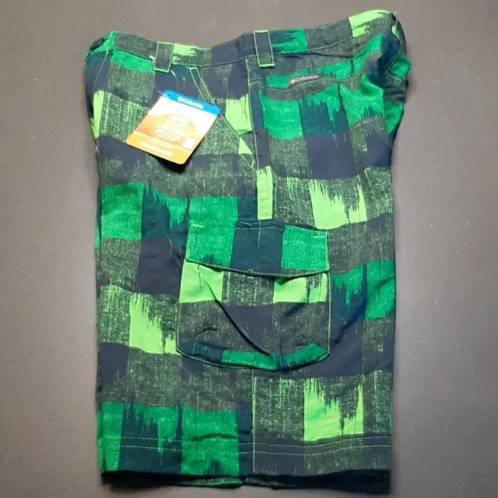 NWT Columbia Green Checkered Youth Board Shorts